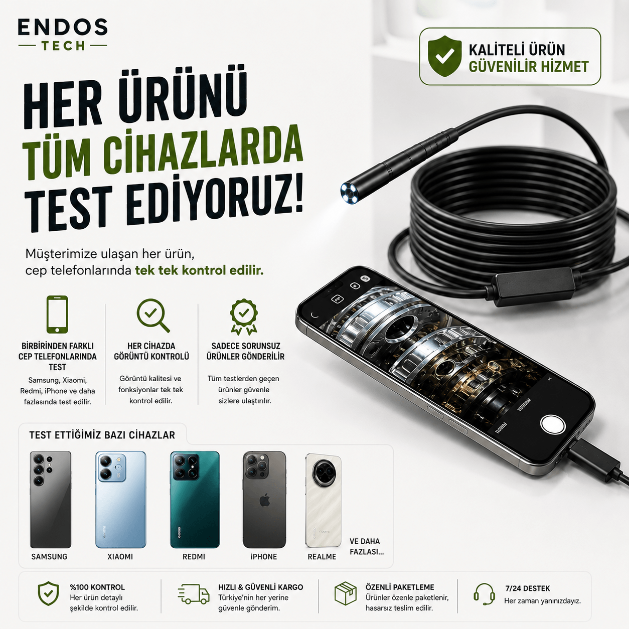 HD Endoskop Kamera: Dayanıklı ve Yüksek Çözünürlüklü İnceleme Kamerası